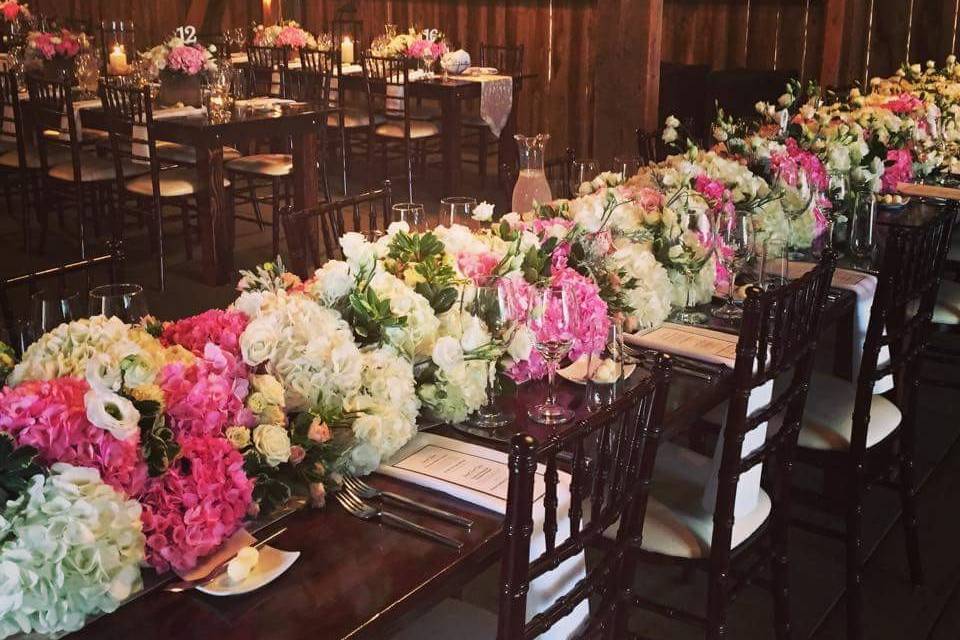 Hydrangea for long table centerpiece