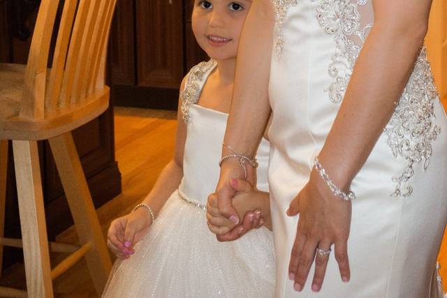 Bride and flower girl