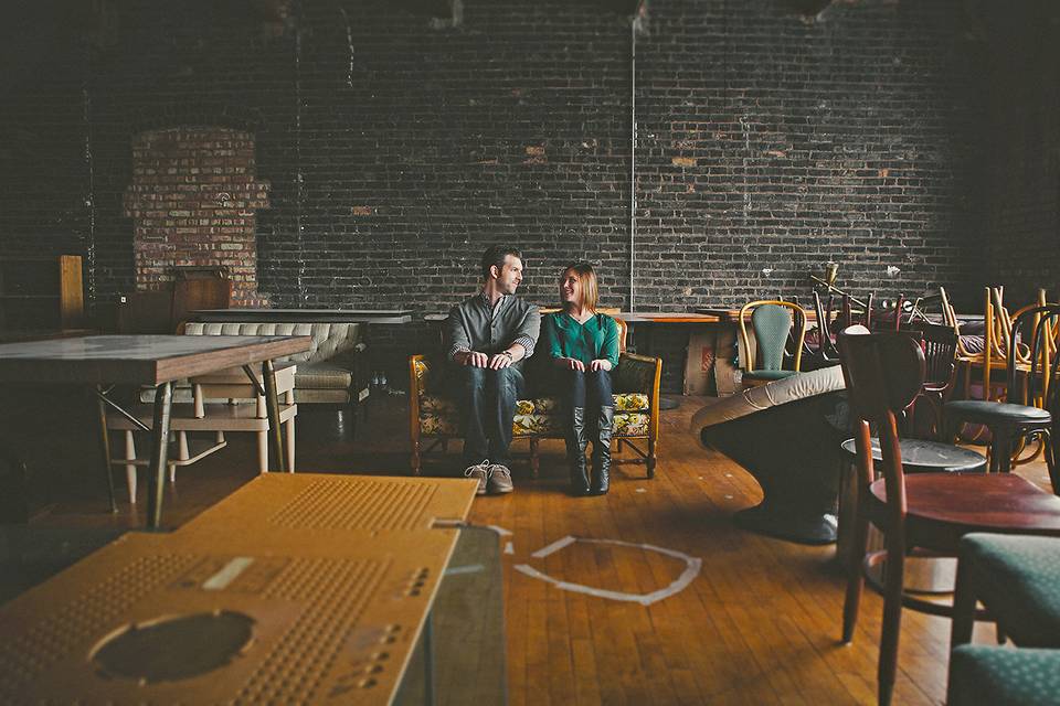 Engagement shoot at Salvage One in Chicago