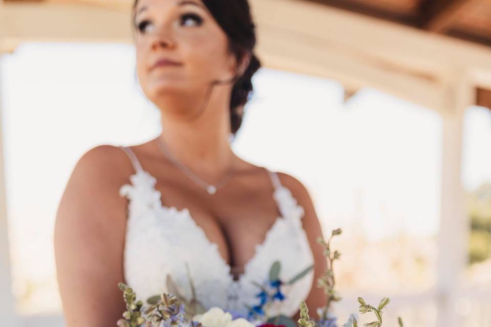 Blue, purple, crimson bouquet