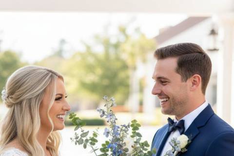 White-blue rustic bouquet