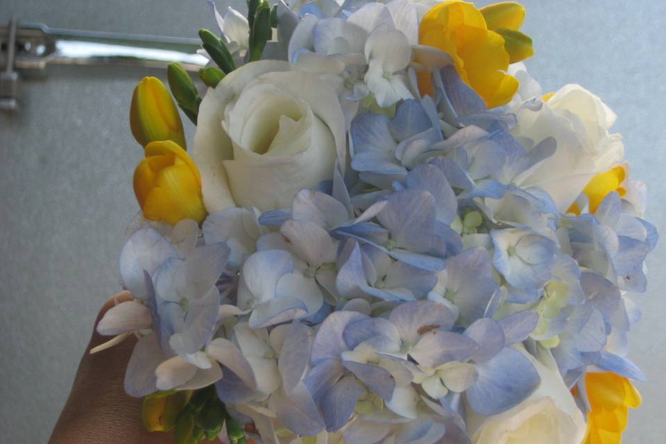Bridal Bouquet Blue and Yellow