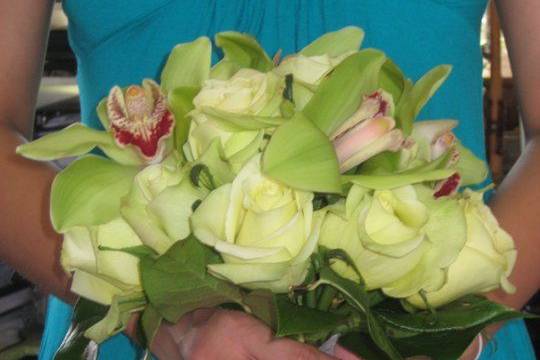 Green Orchids and Roses