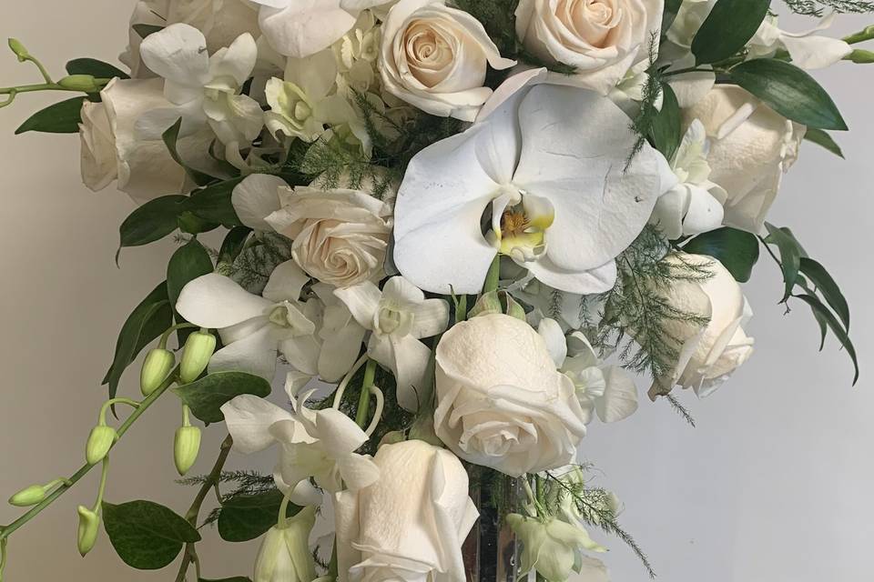 White cascade style bouquet