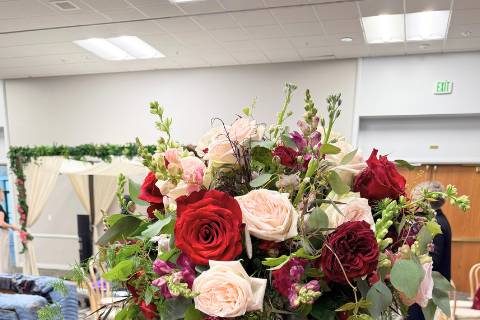 Burgundy grapes centerpiece