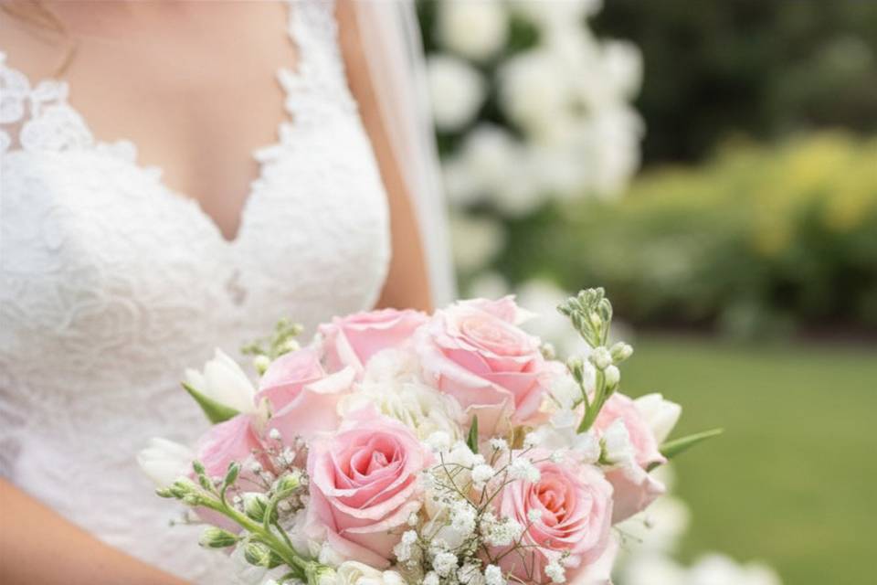 Pink hand-tied bouquet