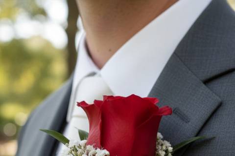 Red boutonniere