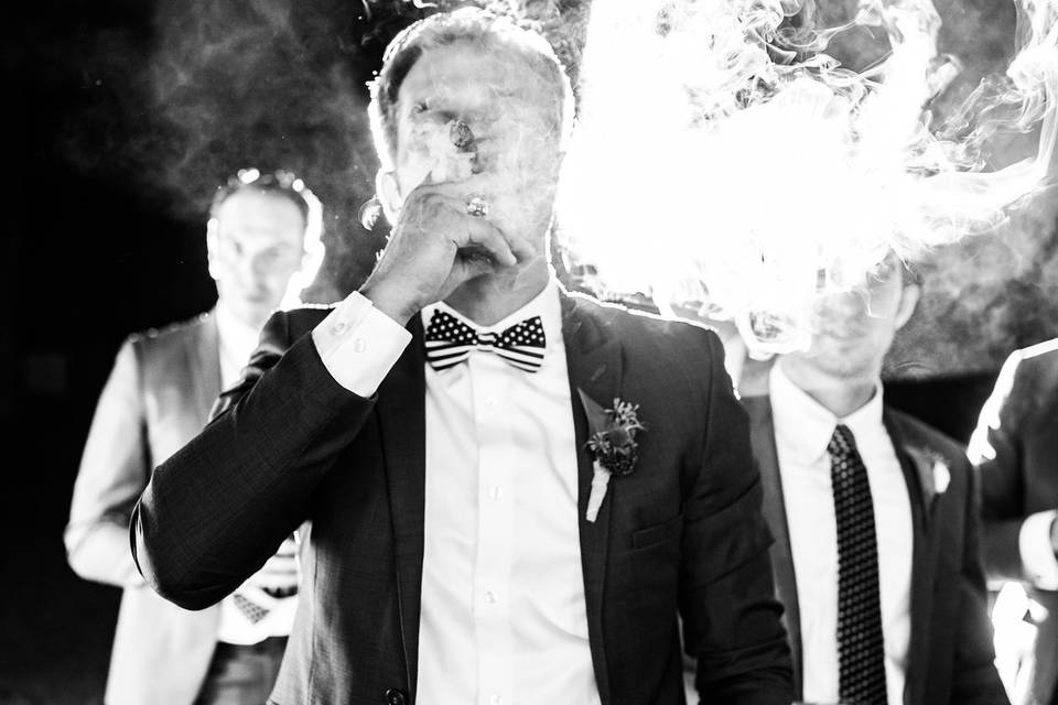 Man smoking cigar