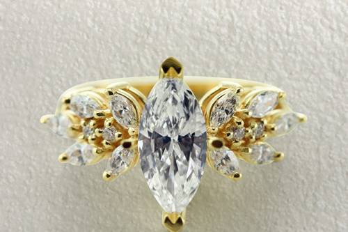 Marquise shaped Yellow gold diamond Ring - FD12655ROR