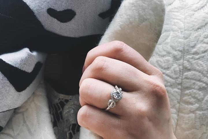 Round Twisted Diamond Pave Set Engagement Ring
