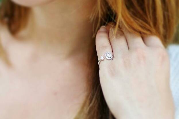 Two Stone Pear Shape Pinky Ring SKU #FDEAR8425