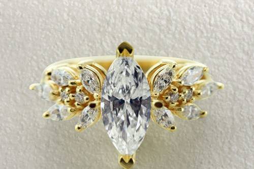 Nature Inspired marquise diamond ring in Yellow Gold