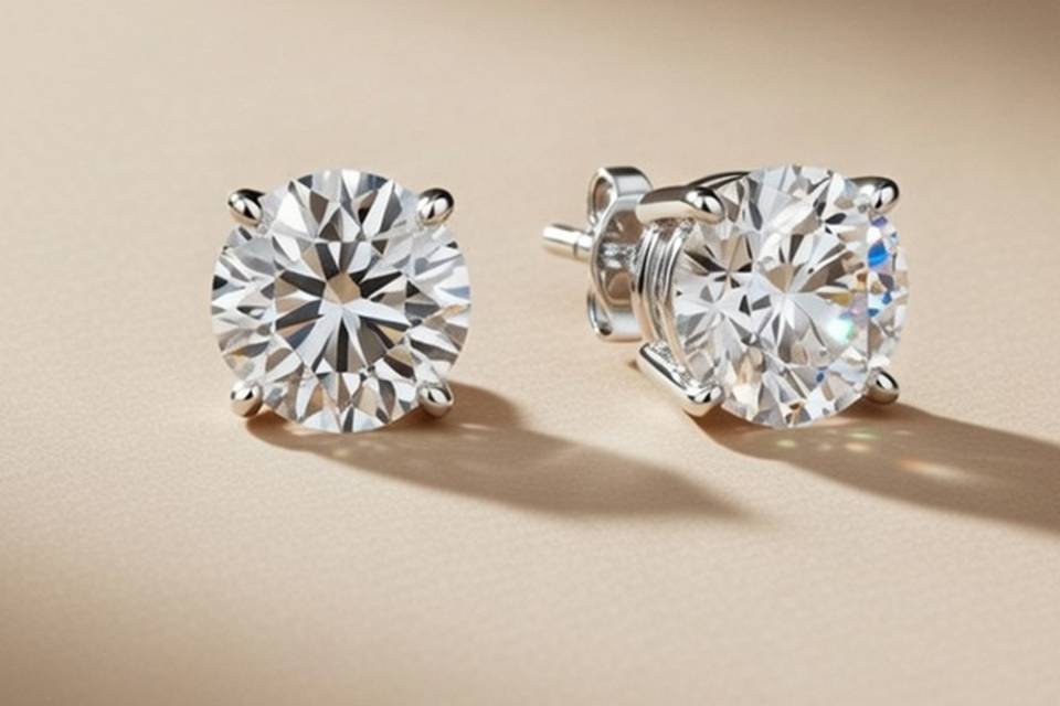 Round Lab Grown Stud Earrings