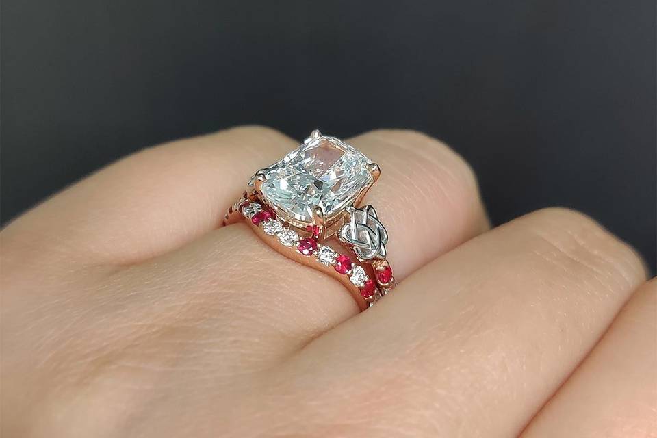Cushion cut Wedding Rings