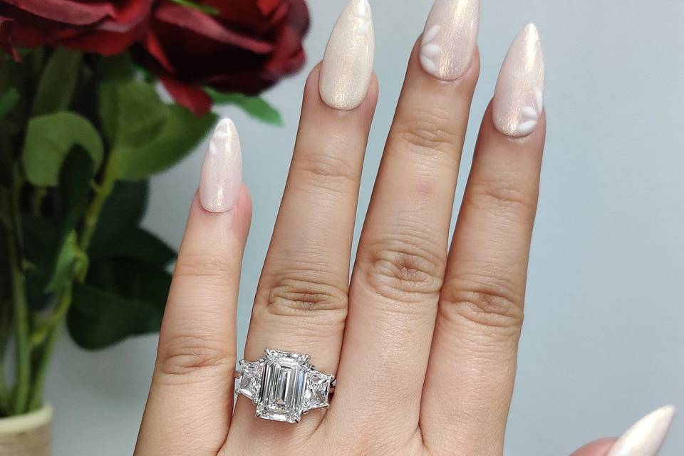 3 stone Trapezoid Diamond Ring