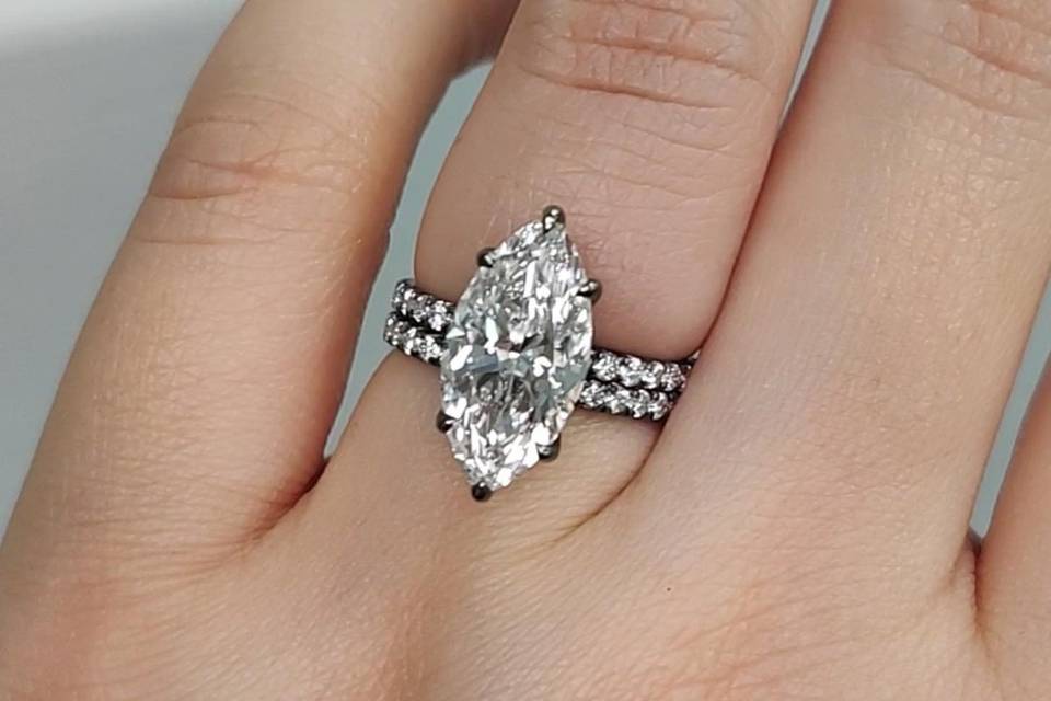 Marquise Wedding Band Set