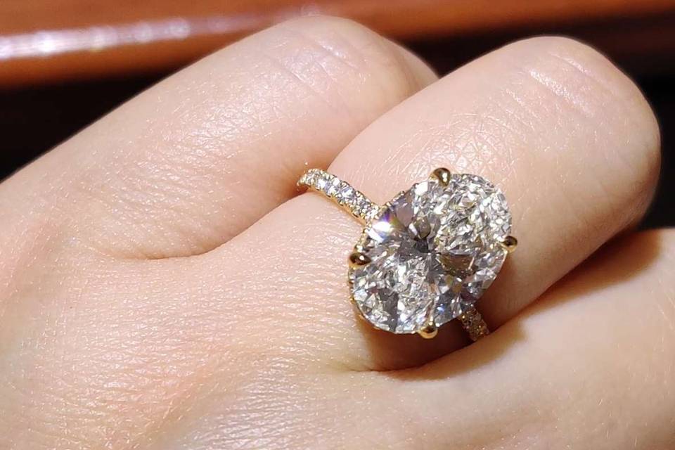 4 carat Oval Underhalo Ring