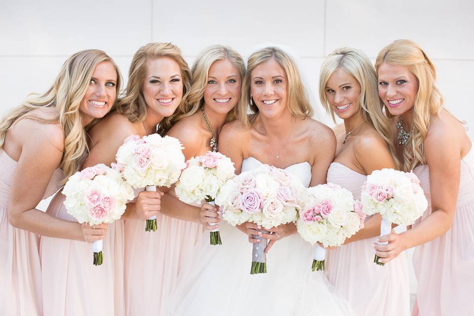 Maggie Sottero Bridal Gown and Bill Levkoff Bridesmaid Dresses