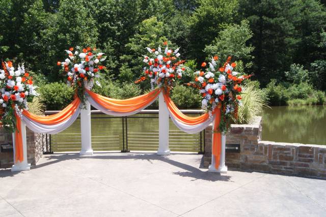 Orange and white drapes