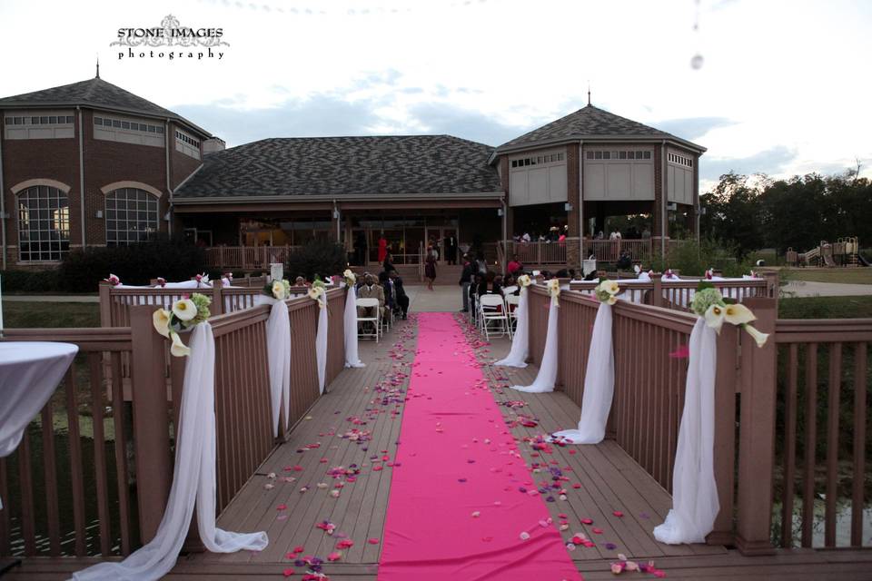 Pink wedding aisle