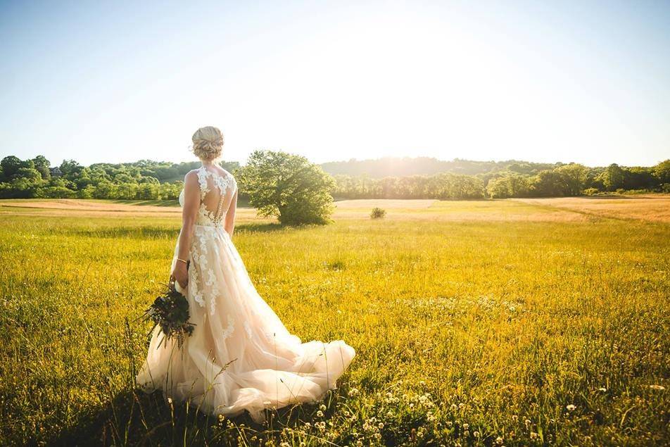 Bride in a pasture