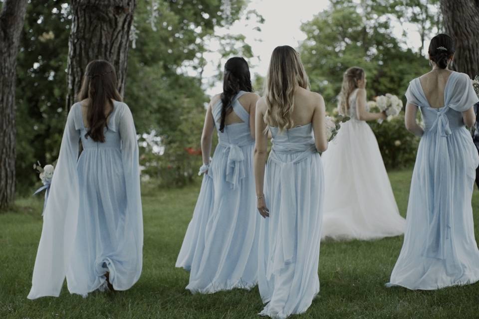 Blue bridesmaids