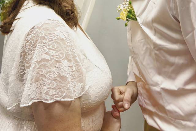 The ceremony's first kiss unde