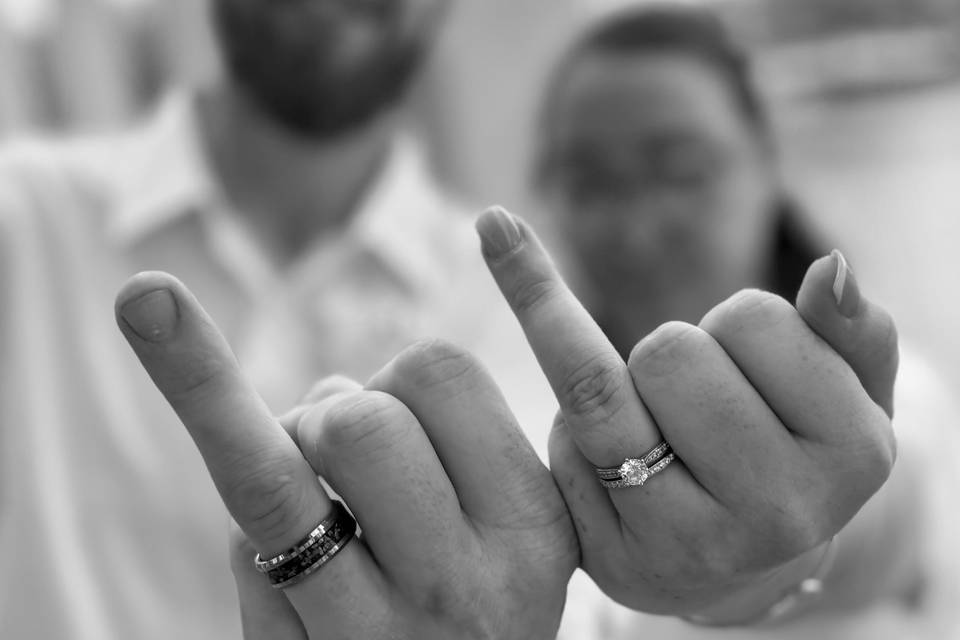 Wedding rings, in black and wh