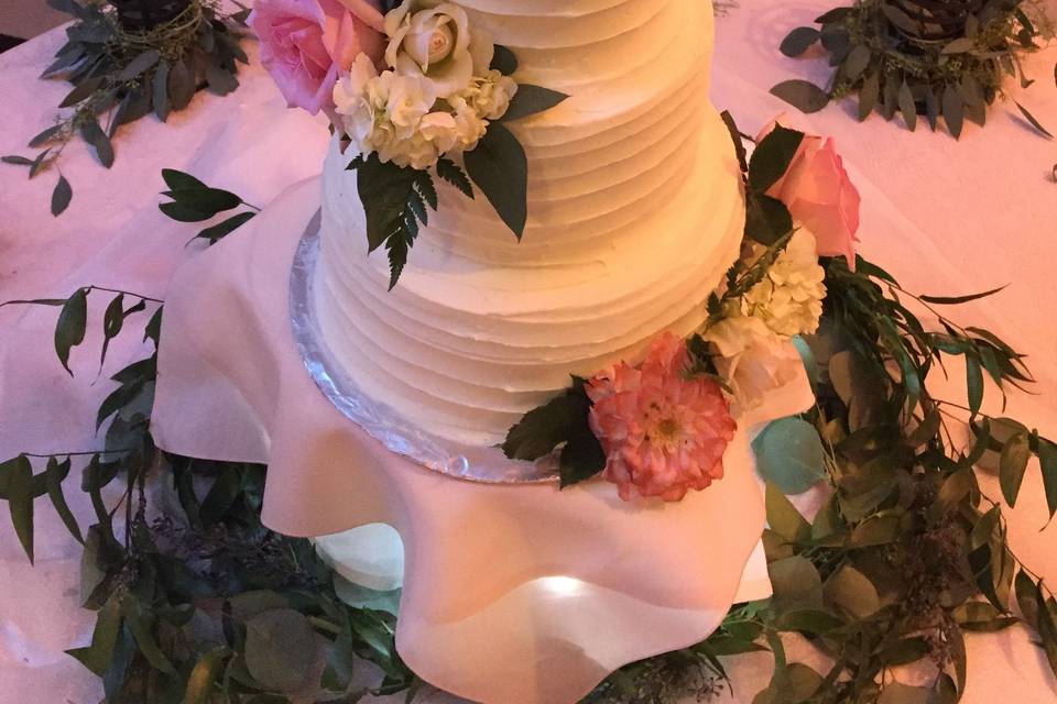 3-tier floral wedding cake