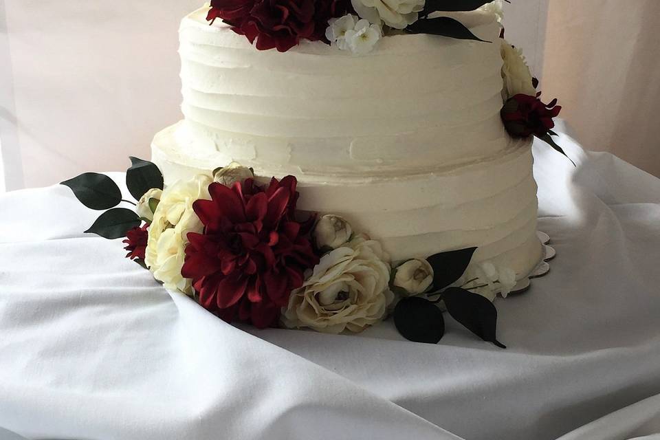 3-tier rose wedding cake