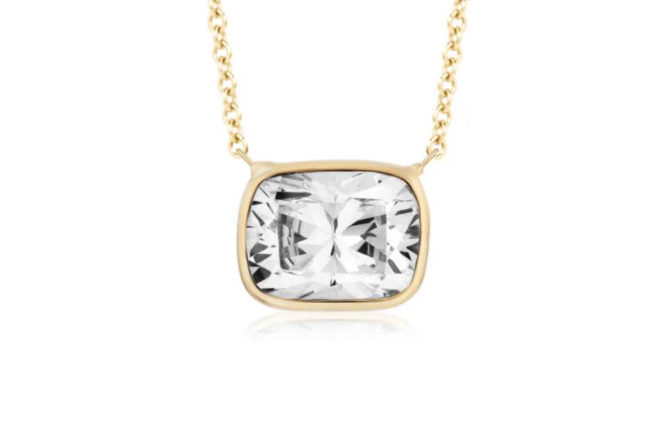 14k Rectangle bezel cz neck