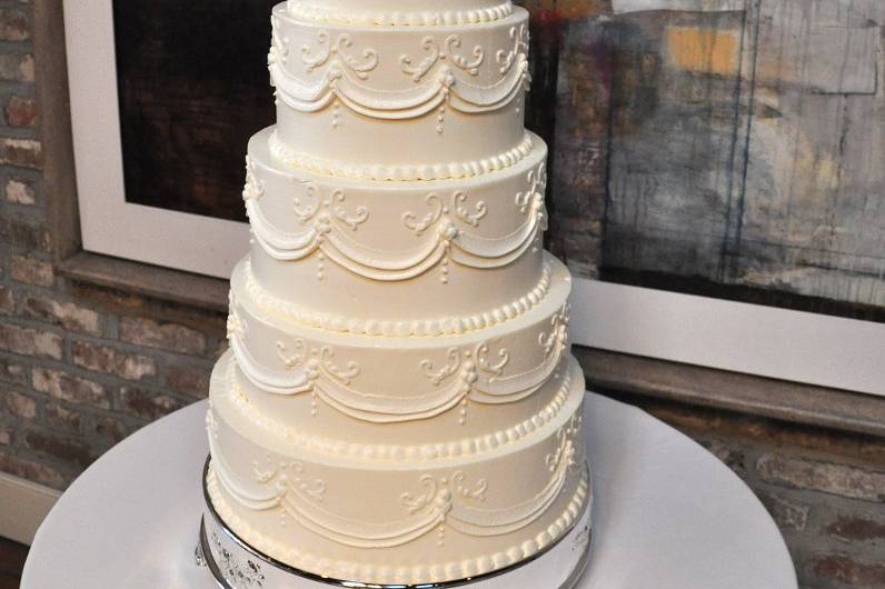 Six tier white cake