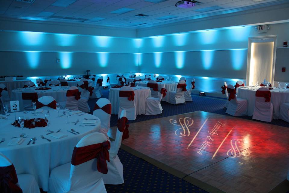 Monogram lighting on the dance floor