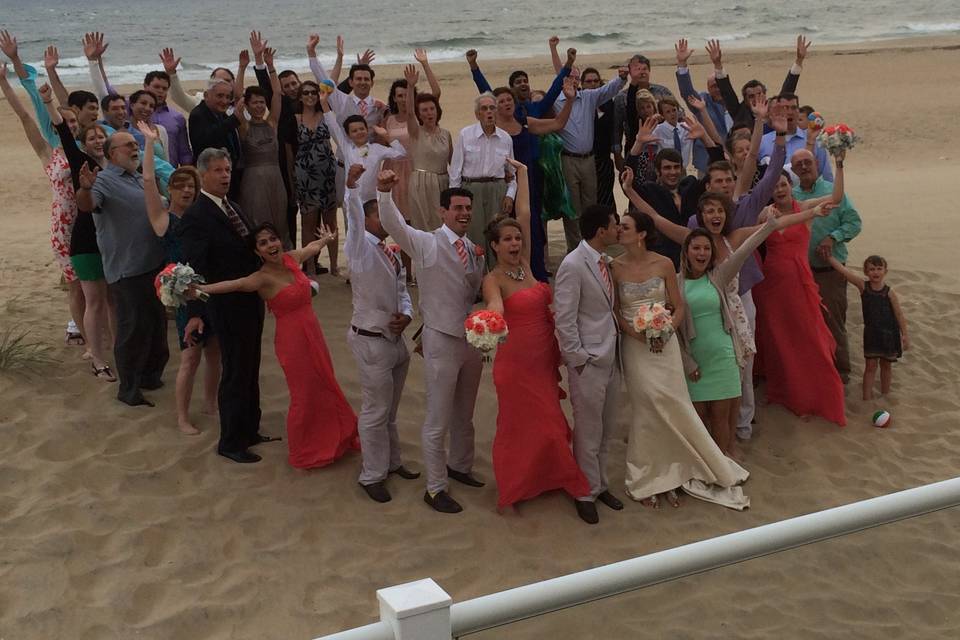 Group dancing in the beach