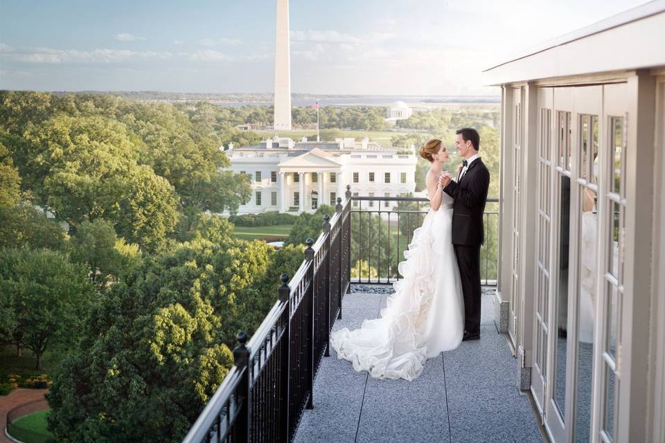 Couple on scenic balcony