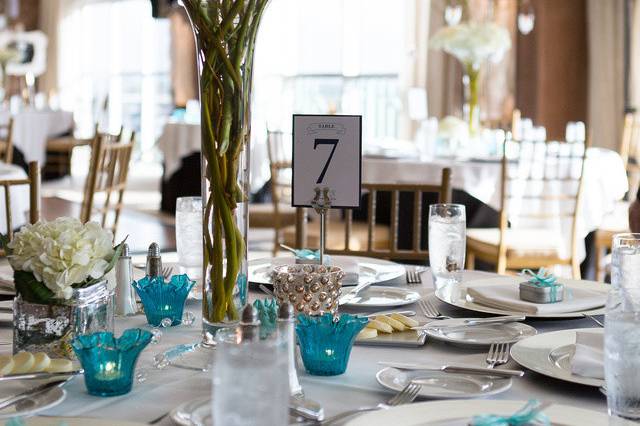 Table setup with floral centerpiece