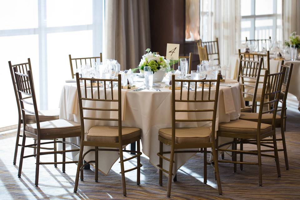 Table setup with centerpiece