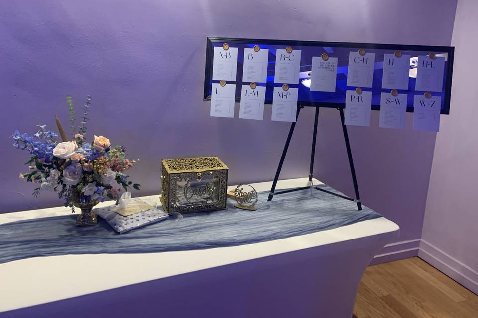 Gift table and seating chart
