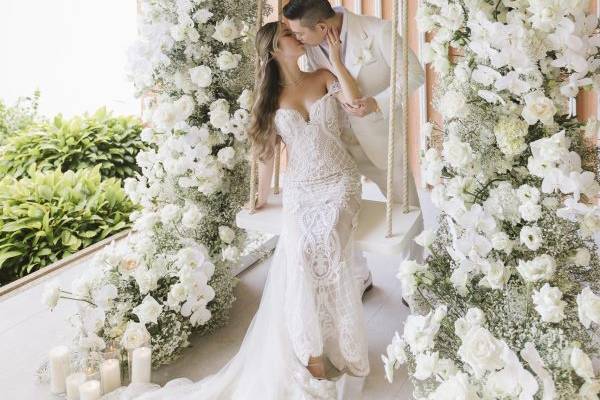 Floral Wall with Bride