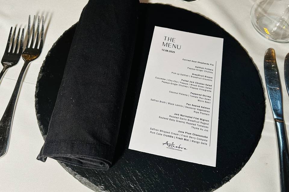 Custom Menu Place Setting