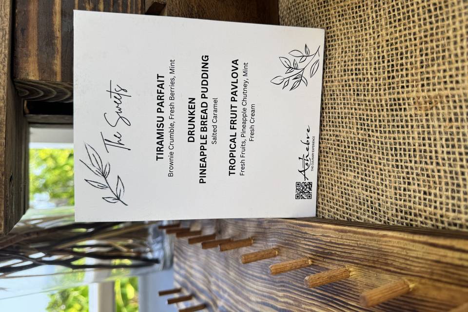 Dessert Menu Card