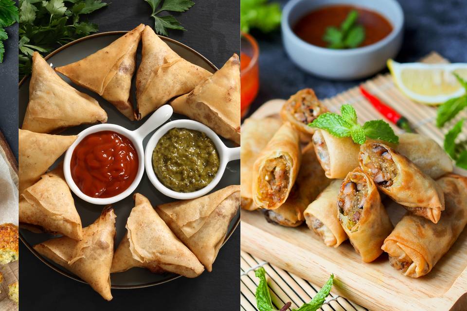 Falafel Samosa Spring rolls