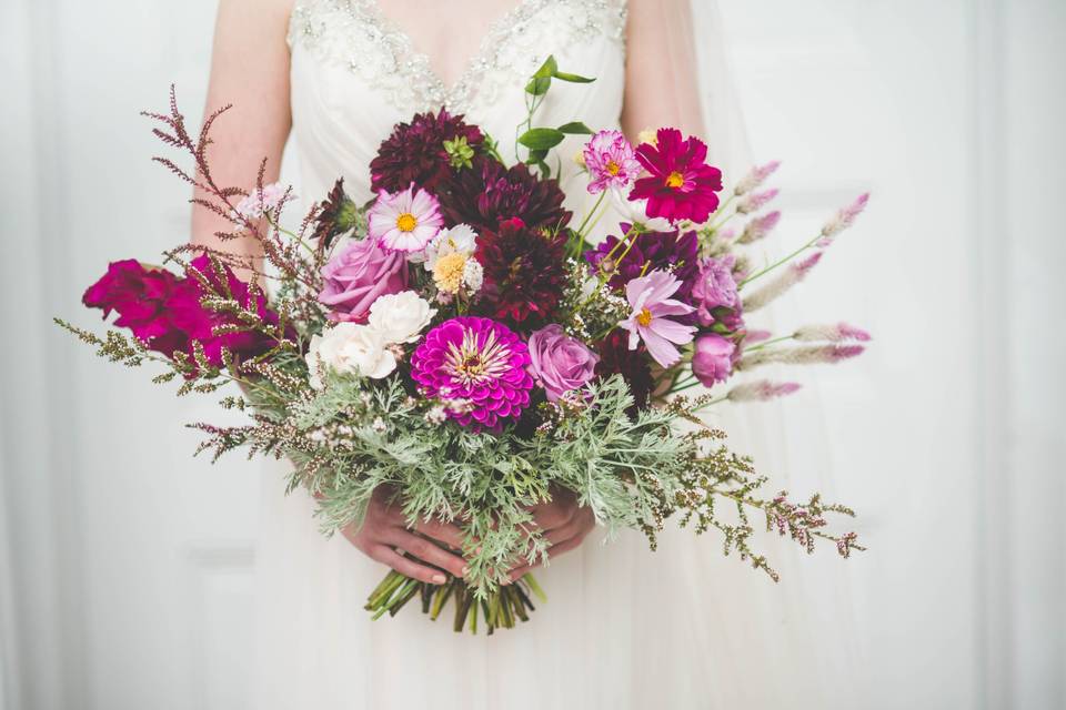 Bridal bouquet detail shot