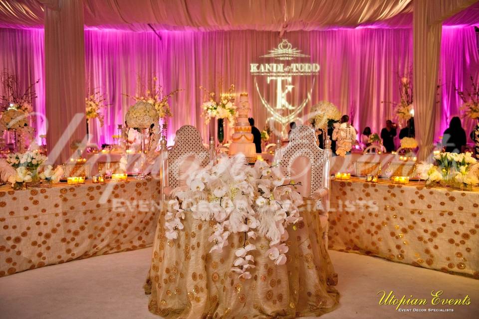 Yes, a Sneak peak to Kandi Burruss Wedding sweetheart table that Utopian Events Created:  Fit for Royal Couple!