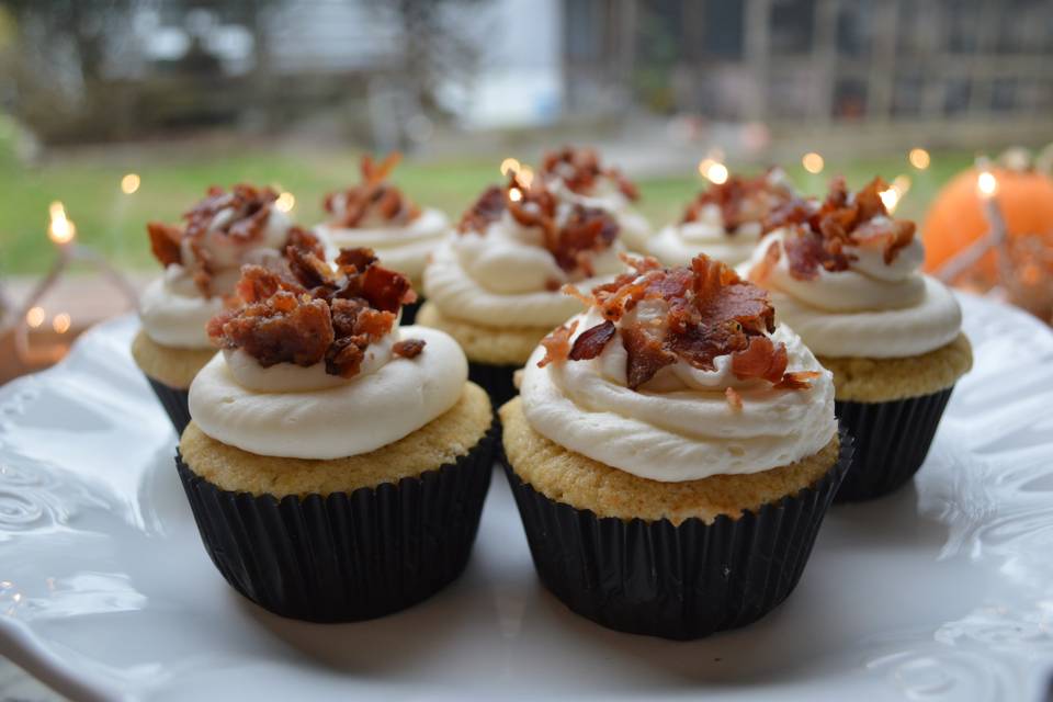 Maple Bourbon Cupcakes with Bacon.