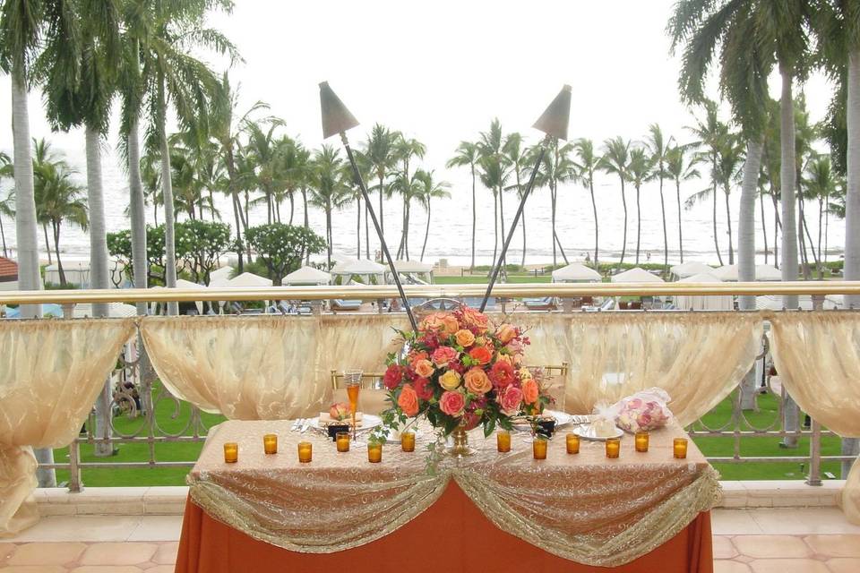 On the Lanai of the Grand Dining Room at the Grand Wailea Resort.