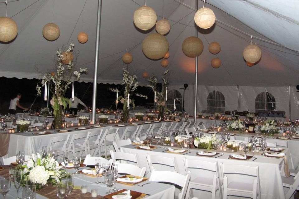 Wedding Reception under a tent at a private home in Kula, Maui