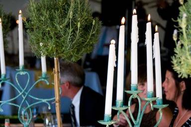 Table setting with candle lighting