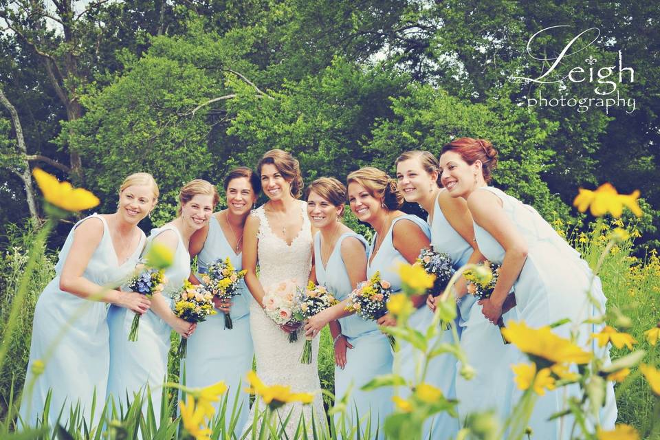 Happy bride and bridesmaids