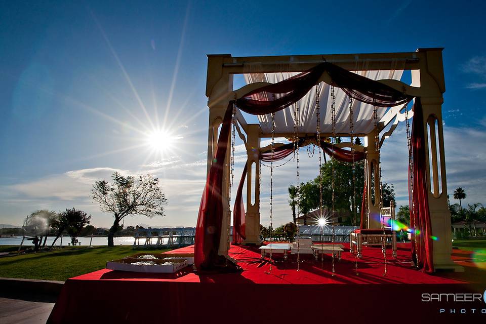 Outdoor wedding setup